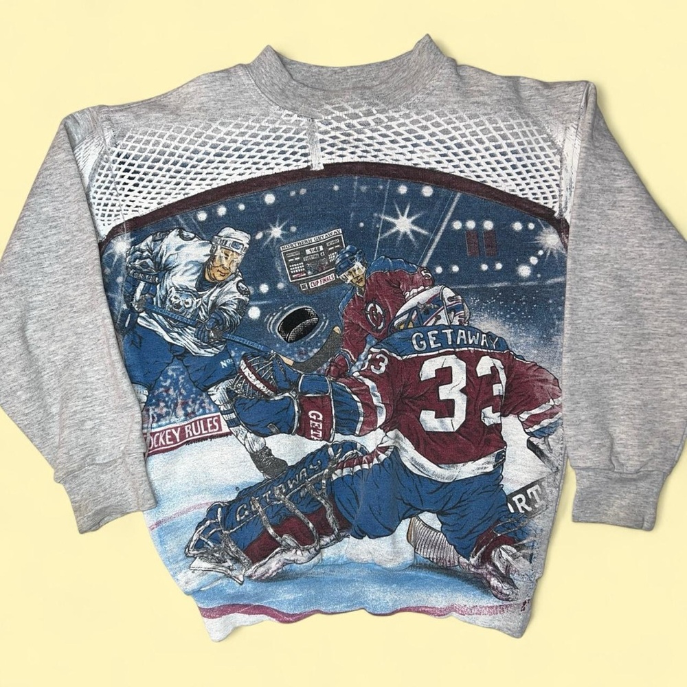 Boys Gray Hockey Graphic Sweater